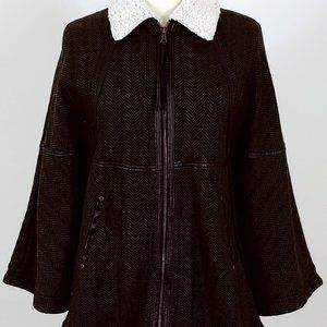 Wool Herringbone Tweed Cape by Anthropologie